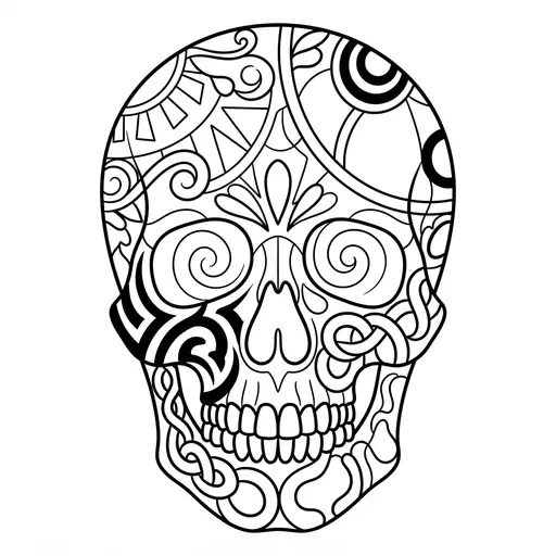 Skull Coloring Page for Adults — Covered in Geometric Designs