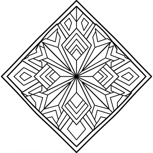 Mandala Coloring Page for Adults — Diamond Shaped Geometric Pattern