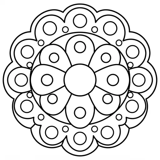 Mandala Coloring Page — Simple Circles and Petals
