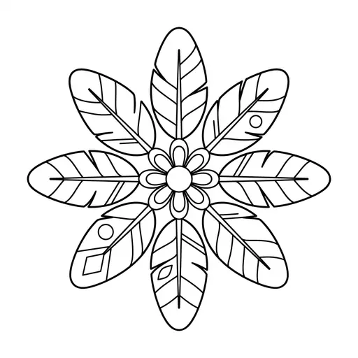 Mandala Coloring Page for Adults — Feather Design in a Circle