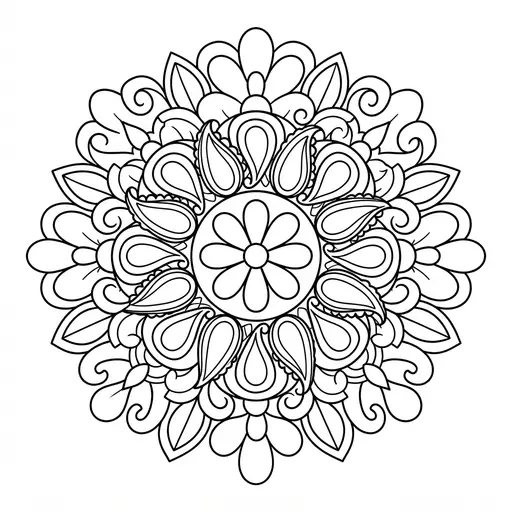Mandala Coloring Page for Adults — Floral And Paisley Pattern