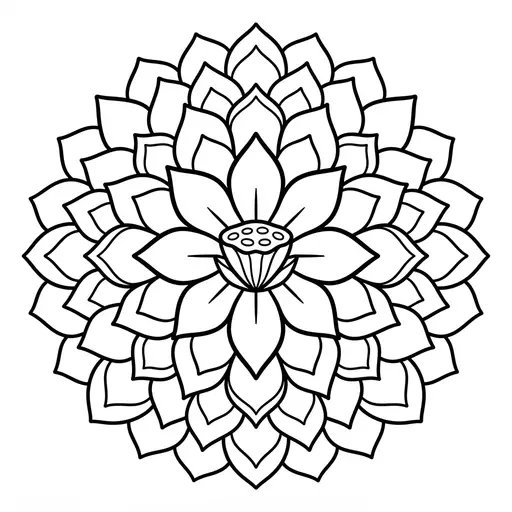 Mandala Coloring Page for Adults — Mandala With Layered Petals
