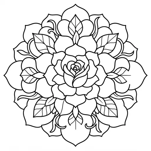 Mandala Coloring Page for Adults — Intricate Mandala With Leaves
