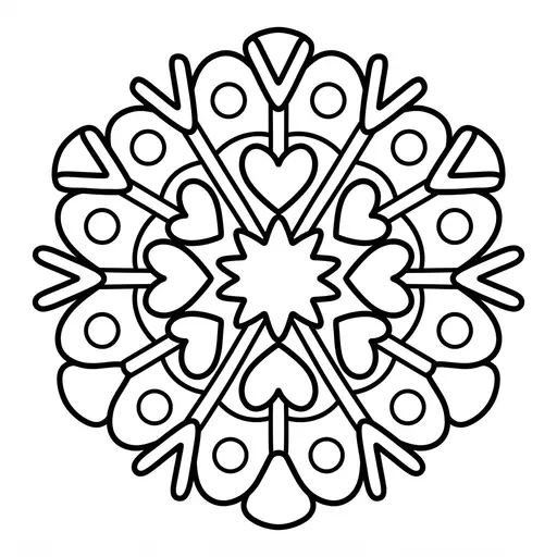 Mandala Coloring Page — Simple Heart Mandala Pattern