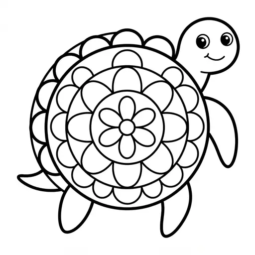 Animal Mandala Coloring Page — Turtle with a Patterned Shell