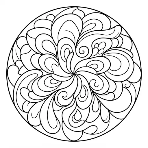 Mandala Coloring Page for Adults — Flowing Organic Shapes Inside a Circle