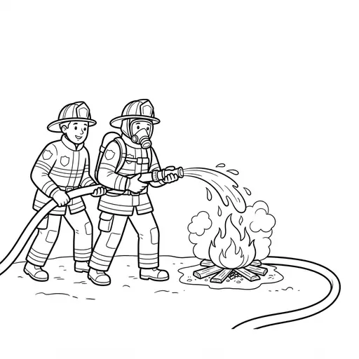 Fire Coloring Page — Putting out a Small Fire