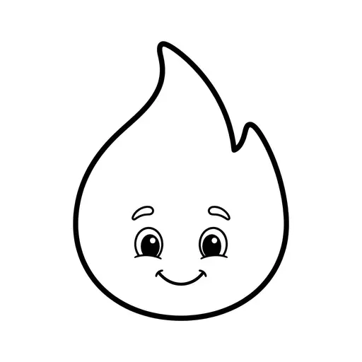 Easy Fire Coloring Page — Friendly Cartoon Face