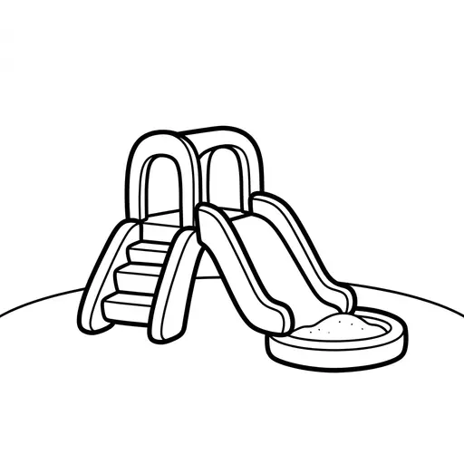 Easy Park Coloring Page — Playground Slide with Sandbox