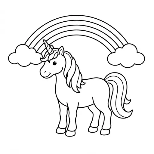 Rainbow Coloring Page — Standing Under a Rainbow