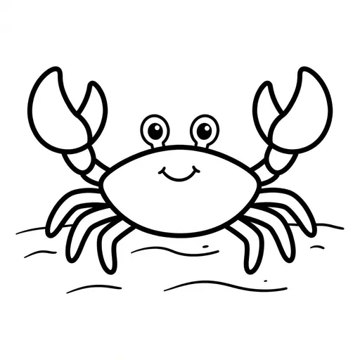 Easy Crab Coloring Page — Friendly Face and Big Claws