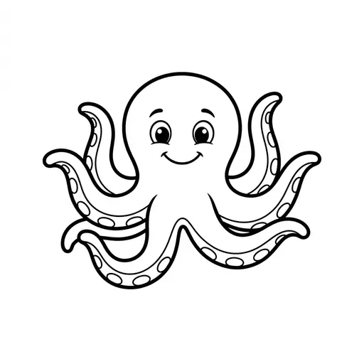 Easy Octopus Coloring Page — Friendly Face and Waving Arms