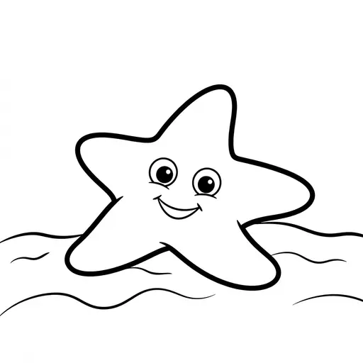Easy Starfish Coloring Page — Smiling on Sandy Beach