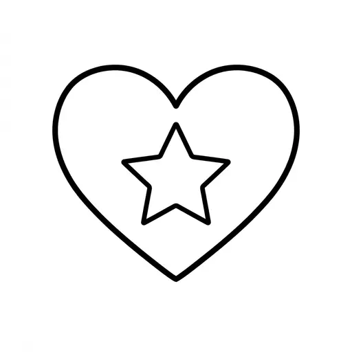 Easy Veterans Day Coloring Page — Big Heart with a Star
