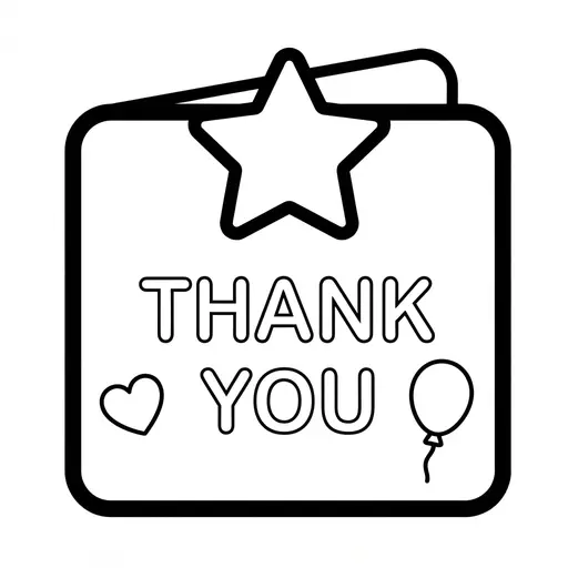 Easy Veterans Day Card Coloring Page — Thank You Card with a Star and Balloon