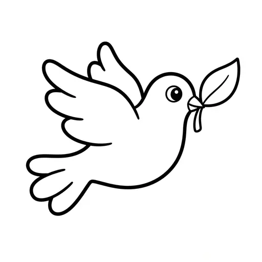 Easy Remembrance Day Coloring Page — Dove with an Olive Branch