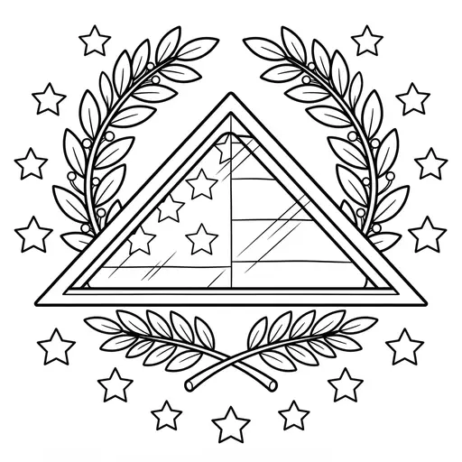 Veterans Day Coloring Page for Adults — Folded Flag and Laurel Wreath