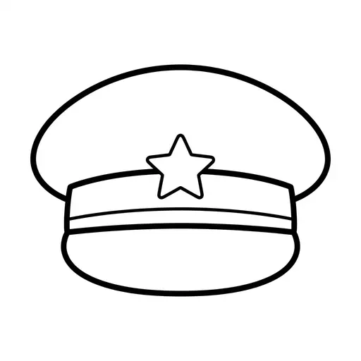 Easy Veterans Day Coloring Page — Military Hat with a Star
