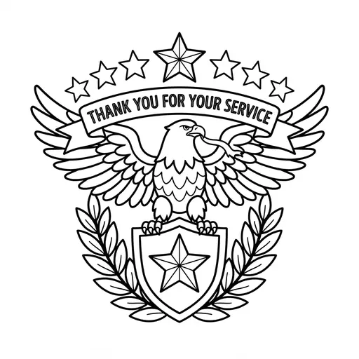 Veterans Day Card Coloring Page for Adults — Thank You For Your Service Banner