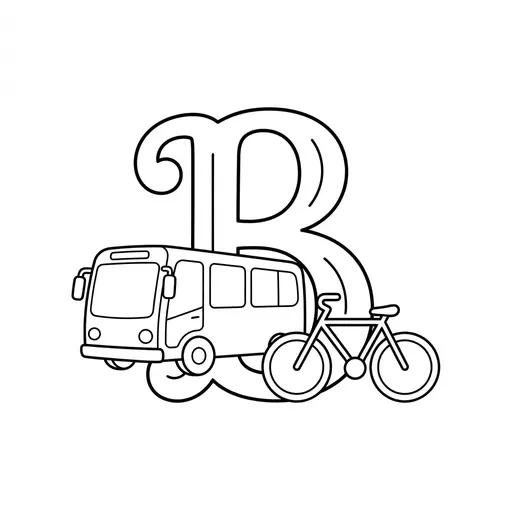 Alphabet Coloring Page — Letter B With A Bicycle