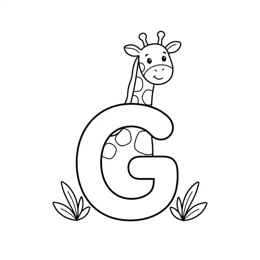 Alphabet Coloring Page — Peeking Behind Letter G