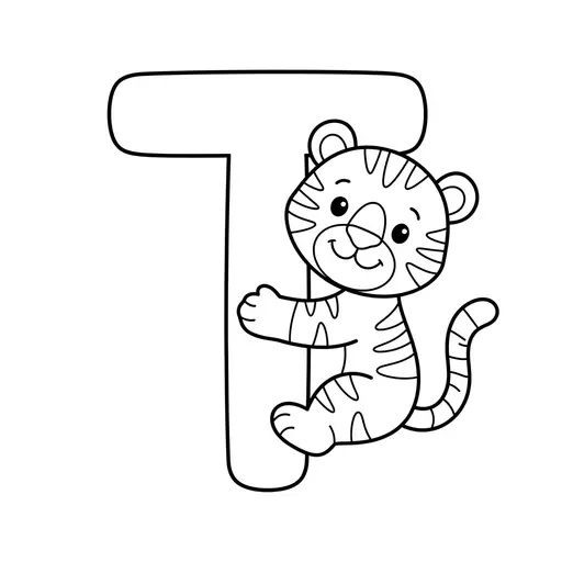 Alphabet Coloring Page — Hugging Letter T