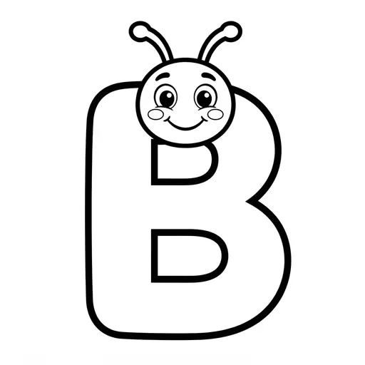 Easy Alphabet Coloring Page — Friendly Bee Face