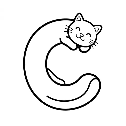 Easy Alphabet Coloring Page — Curled Into Letter C Shape