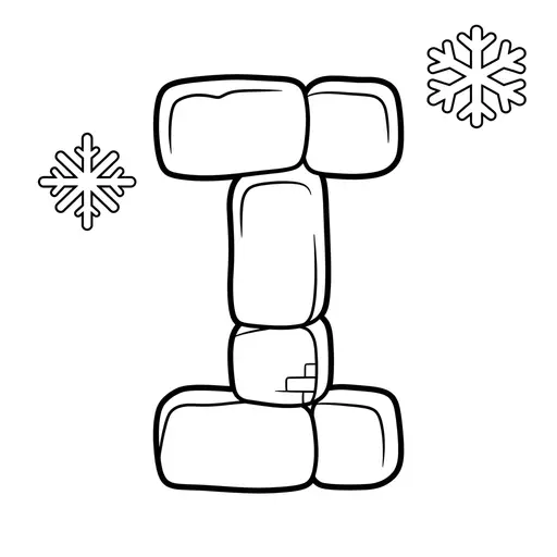Easy Alphabet Coloring Page — Igloo Blocks With Snowflakes