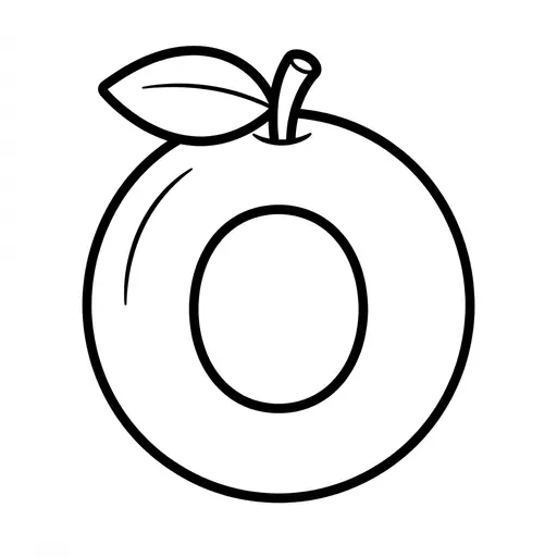Easy Alphabet Coloring Page — Orange Shape With Leaf