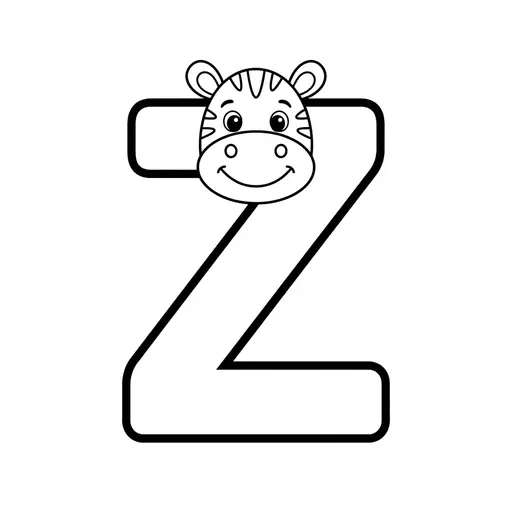 Easy Letter Z Coloring Page — Letter Z and Cute Face