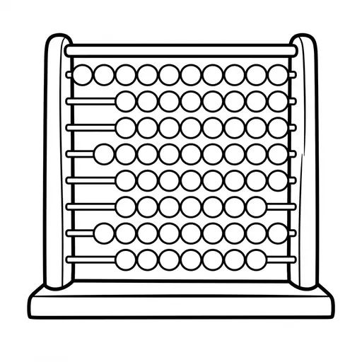 Easy Math Coloring Page — Big Math Abacus with Round Beads