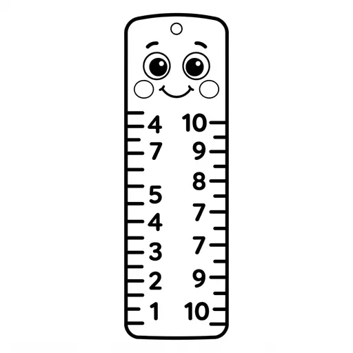 Easy Measurement Coloring Page — Friendly Face With Numbers