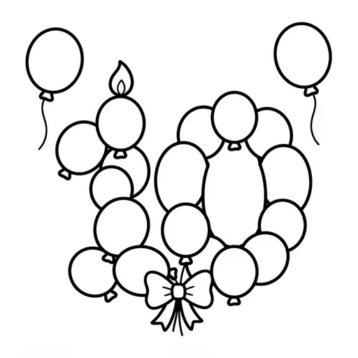 Easy Number Coloring Page — Number Ten Made of Balloons