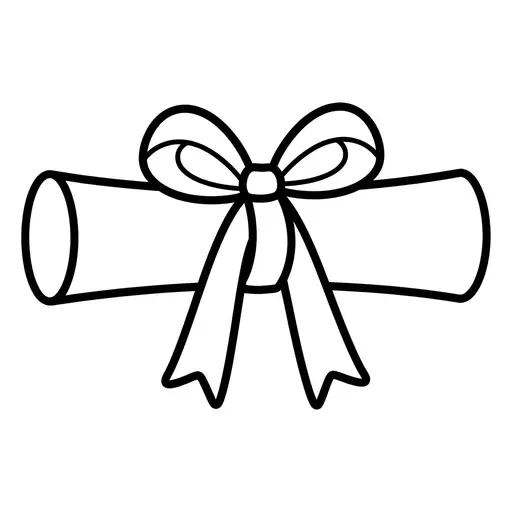 Easy Graduation Coloring Page — Tied with a Ribbon