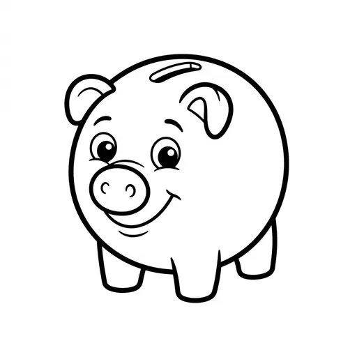 Easy Money Coloring Page — Big Smiling Face and Simple Design