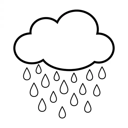 Easy Water Cycle Coloring Page — Raining Drops