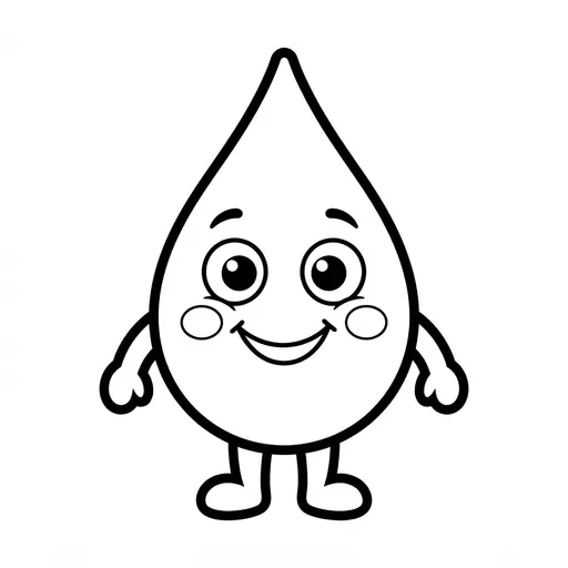 Easy Water Cycle Coloring Page — Friendly Face and Little Arms