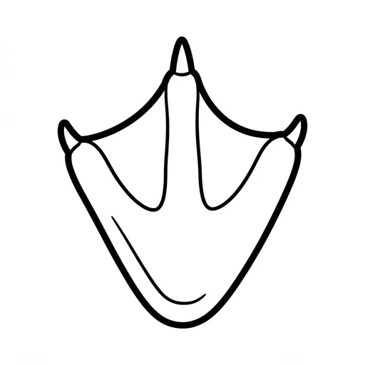 Easy Animal Track Coloring Page — Webbed Footprint Outline
