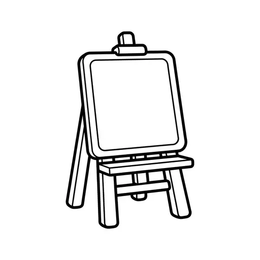 Easy Easel Coloring Page — Blank Canvas On Wooden Legs
