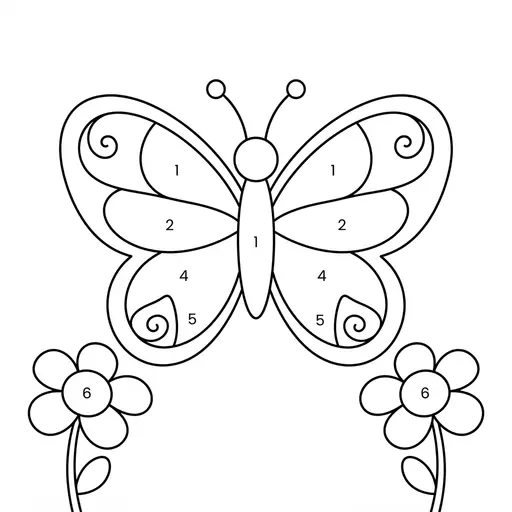 Color By Number Coloring Page — Color by Number with Flowers