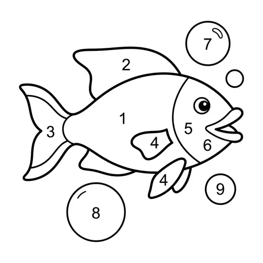 Color By Number Coloring Page — Numbered Sections with Bubbles