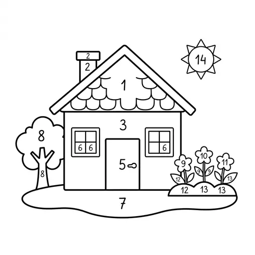 Color By Number Coloring Page — Color by Number with Garden