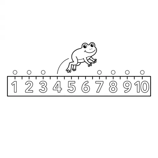 Number Coloring Page — Jumping Along Number Line