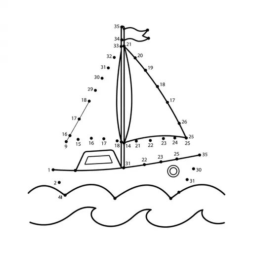 Dot To Dot Coloring Page — Dot to Dot on Gentle Waves