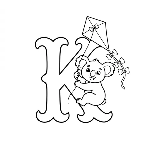Alphabet Coloring Page — Letter K with Kite