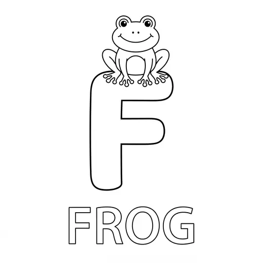 Animal Alphabet Coloring Page — Letter F Is for Frog