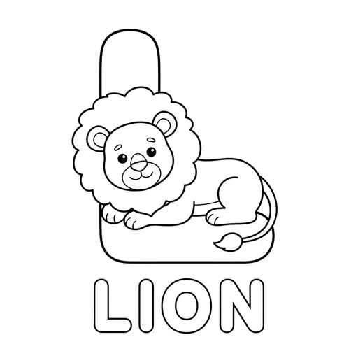 Animal Alphabet Coloring Page — Letter L Is for Lion