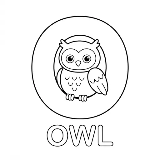 Animal Alphabet Coloring Page — Letter O Is for Owl