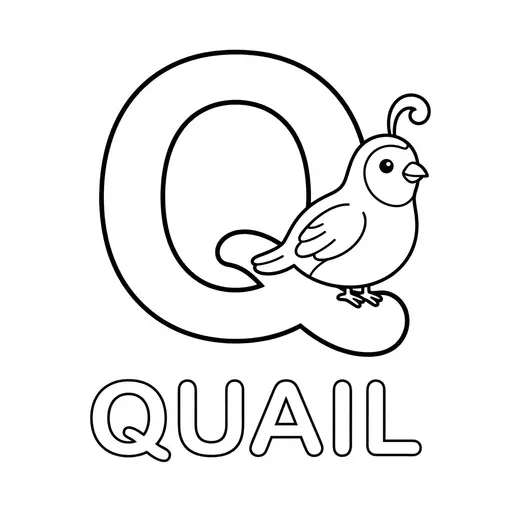 Animal Alphabet Coloring Page — Letter Q Is for Quail